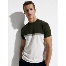 T-SHIRT COLOR BLOCK EN MAILLE DE COTON